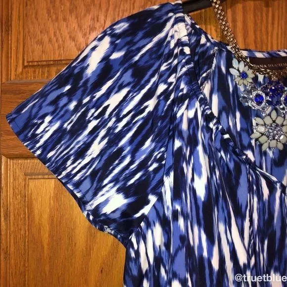 Dana Buchman Blue Abstract Print Dress Sz XL - Picture 4 of 7